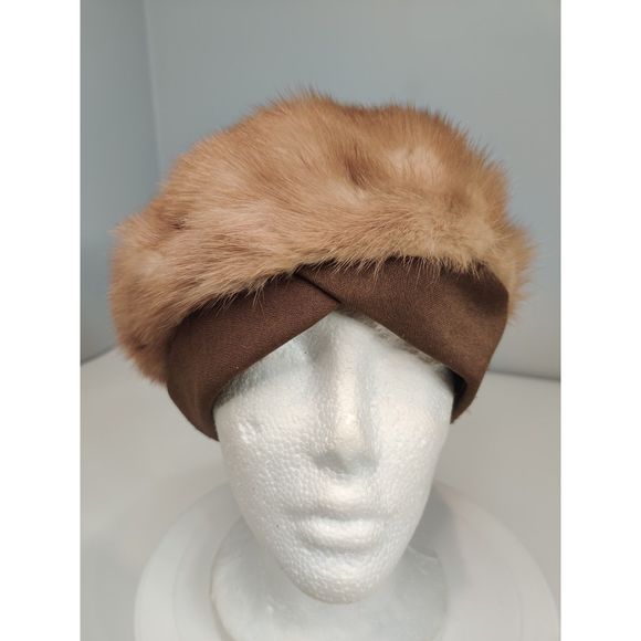 Vintage Mink Beret With Unique Cross Brim Hat from Canada Almost 21\